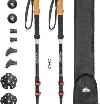Cascade Mountain Tech Trekking Poles - Carbon Fiber Walking or Hiking Sticks with Quick Adjustable Locks