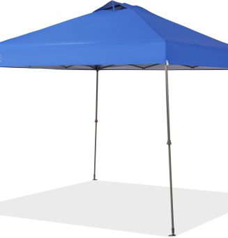 CROWN SHADES Pop Up Canopy - 11x11 Base Beach Tent with One Push Setup - Pop Up Tent for Events, Parties, Camping - Gazebo with Wheeled Bag, Silver Coated 9x9 Top, Blue